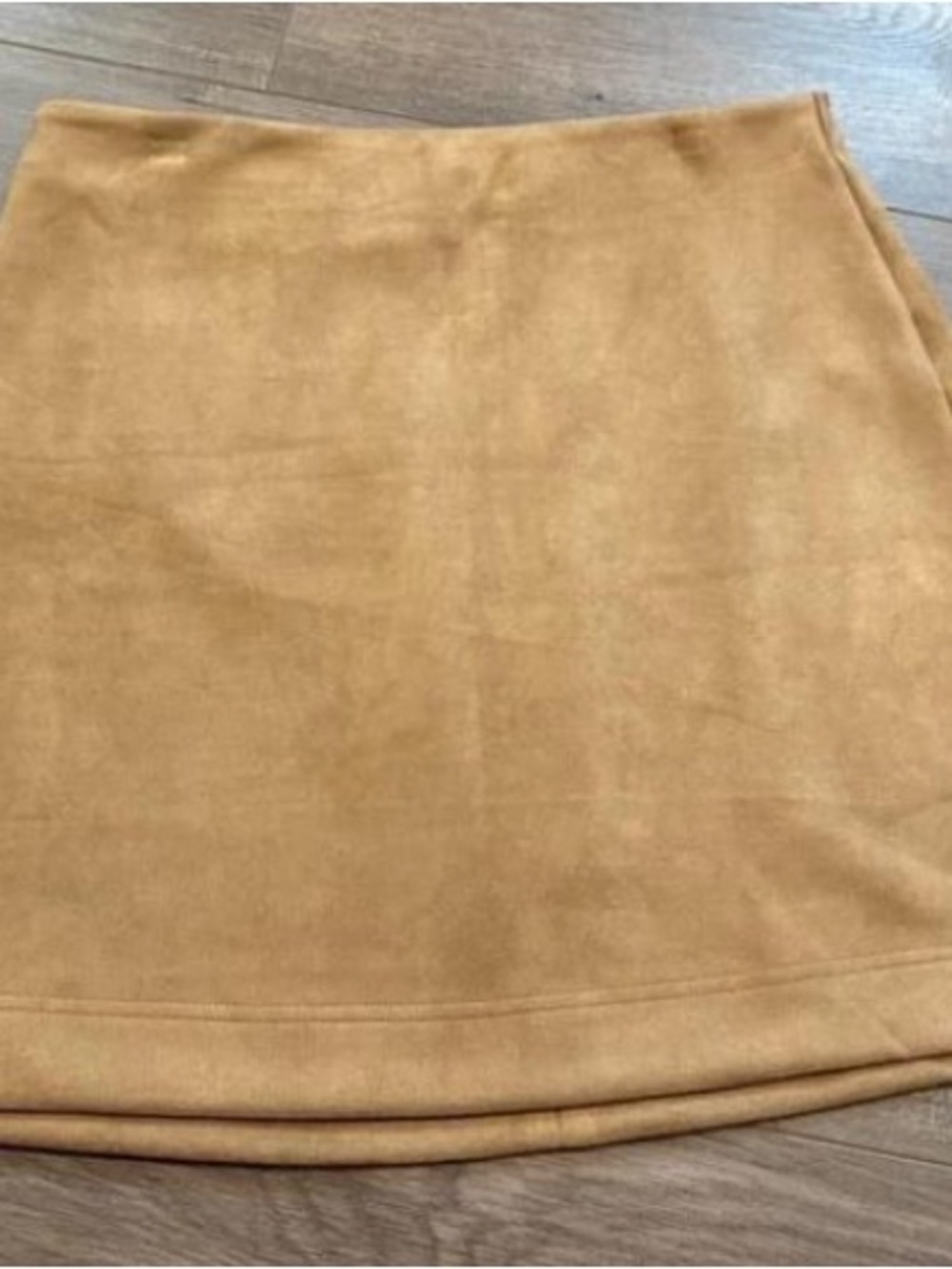 Pink Lily Faux Suede Tan mini skirt, S, New